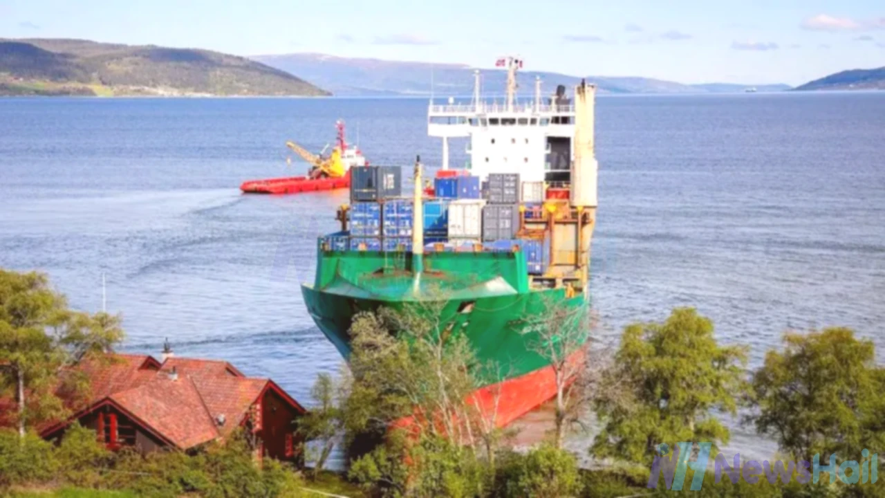 Huge Cargo Ship Crashes Into Man’s Front Yard in Norway